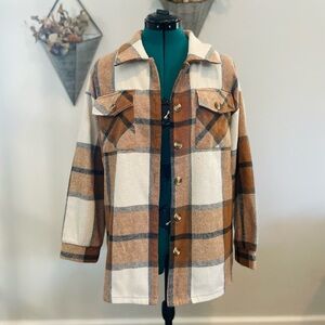 Plaid oversized shacket top
